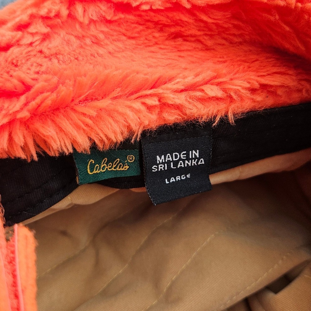 Vintage Cabela's Men's Large Orange Gore-Tex Thinsulate Trapper Hat Hunting Cap - Picture 8 of 9